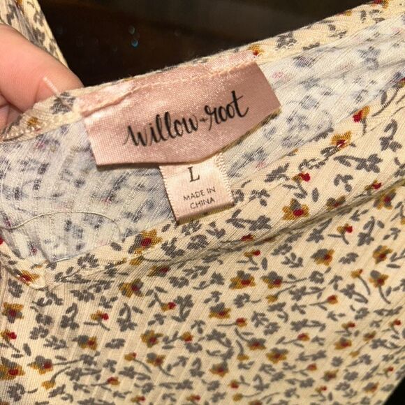 Willow Root Women's Floral V-Neck Tank Top with Ruched Sides, Size L, Multicolor - Picture 3 of 5